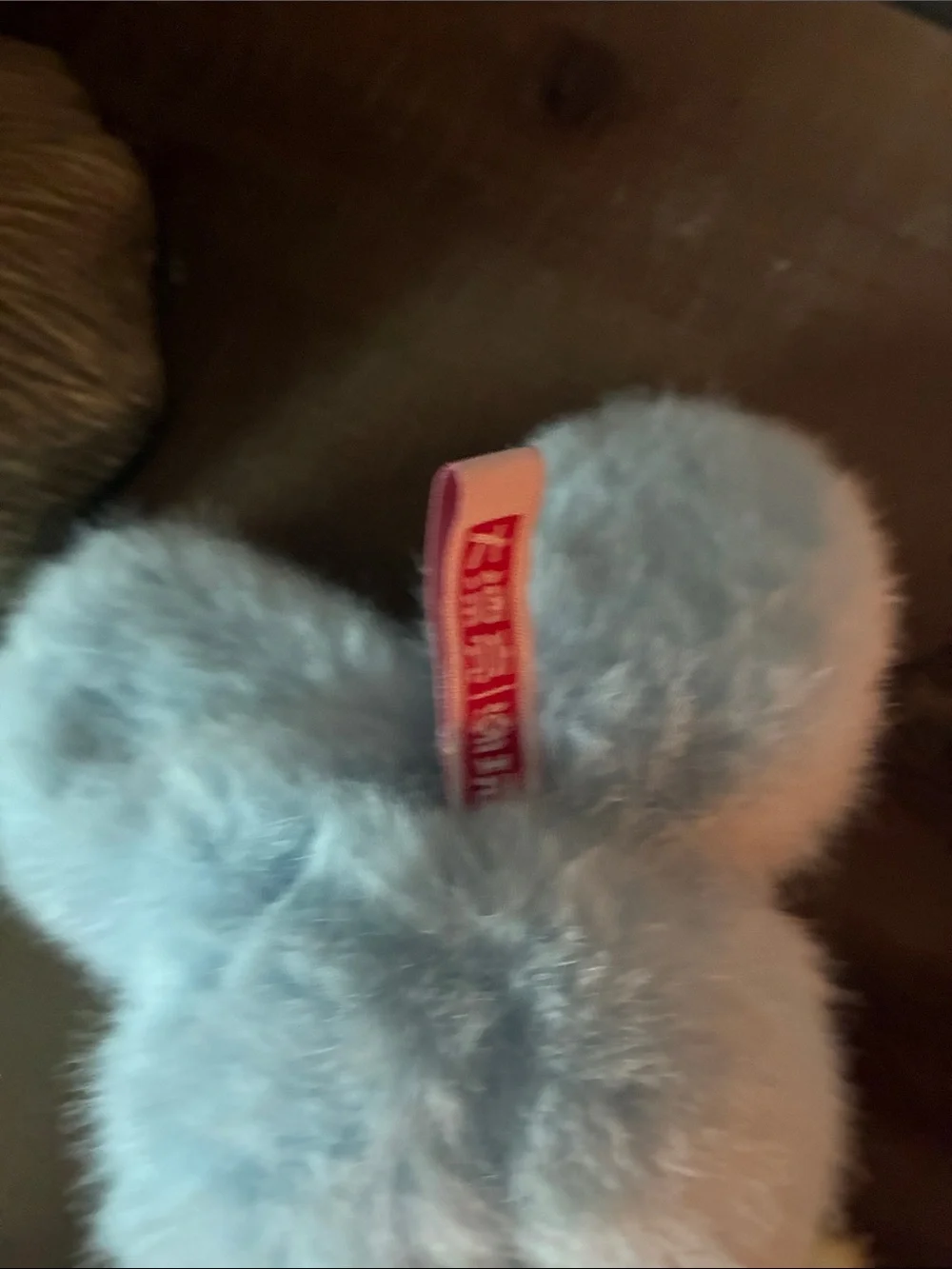 Plush Small Pet Toy - Blue and Lime Furry Bunny